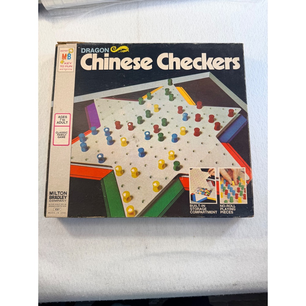 Vintage 1973 Milton Bradley Dragon Chinese Checkers Game 4301 Peg Board Storage